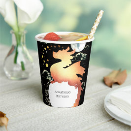 Whimsischer Wasserfarbendrache Geburtstag Pappbecher