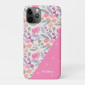 Whimsischer Wasserfarbenfloral Dot Pink Personalis Case-Mate iPhone Hülle (Rückseite)