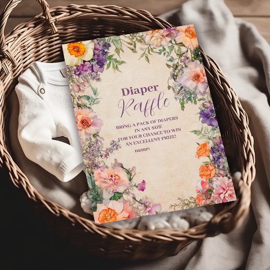 Whimsischer Wasserfarbenflordiapper Raffle Begleitkarte