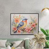 Whimsischer Wasserfarbenfroher Vogel Kunst Poster