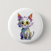 Whimsischer Wasserfarbkatze Button (Vorderseite)