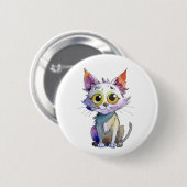 Whimsischer Wasserfarbkatze Button (Vorne & Hinten)