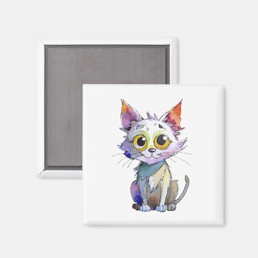 Whimsischer Wasserfarbkatze Magnet (Vorderseite/Rückseite)