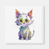 Whimsischer Wasserfarbkatze Magnet (Vorne)