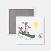 Whimsischer Weihnachten Niedlich Otter Snowboarder Magnet (Vorderseite/Rückseite)