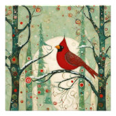 Whimsischer Weihnachts-Kardinal Roter Bird Fotodruck (Vorne)