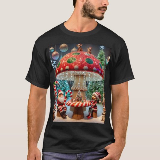 Whimsischer Weihnachts-Pilz-T - Shirt Design (Vorderseite)