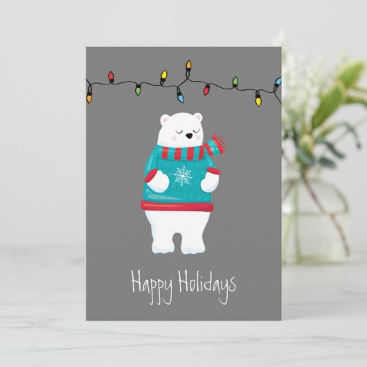 Whimsischer Weihnachtsbär Weihnachtskarte (Stehend Vorderseite)