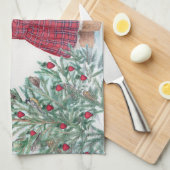 Whimsischer Weihnachtsbär Winterpine Geschirrtuch (Viertel Falte)