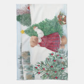 Whimsischer Weihnachtsbär Winterpine Geschirrtuch (Vertikal)