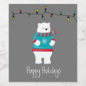 Whimsischer Weihnachtsbärenurlaub Weinetikett (Einzelnes Label)