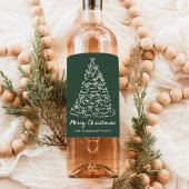 Whimsischer Weihnachtsbaum Bows Pine Green Holiday Weinetikett