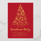 Whimsischer Weihnachtsbaum Bows Red Holiday Party Folieneinladung (Vorderseite)