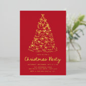 Whimsischer Weihnachtsbaum Bows Red Holiday Party Folieneinladung (Stehend vorne)