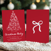 Whimsischer Weihnachtsbaum Bows Rotes Weihnachtsfe Einladung