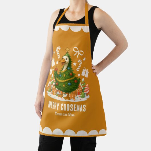 Whimsischer Weihnachtsbaum-Gänse | Funny Holiday Schürze (InSitu)
