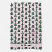 Whimsischer Weihnachtsbaum in rosa Ribbons Geschirrtuch (Vertikal)