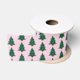 Whimsischer Weihnachtsbaum in rosa Ribbons Satinband