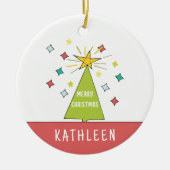 Whimsischer Weihnachtsbaum Personalisiert Name Hol Keramik Ornament (Vorne)