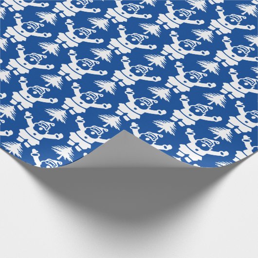 Whimsischer Weihnachtsbaum Santa Claus Navyblue Geschenkpapier (Ecke)