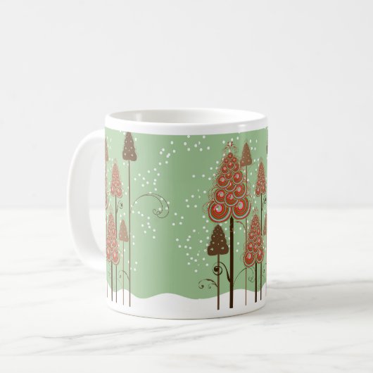Whimsischer Weihnachtsbaum Snow Winter Wonderland Kaffeetasse (Vorderseite Links)