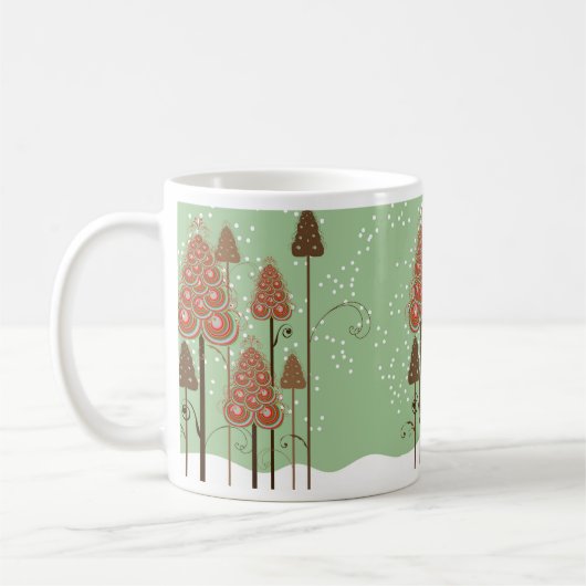 Whimsischer Weihnachtsbaum Snow Winter Wonderland Kaffeetasse (Links)
