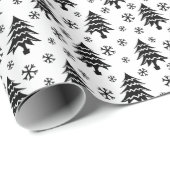 Whimsischer Weihnachtsbaum Snowflake Schwarz-weiß Geschenkpapier (Rolleneckpunkt)