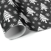 Whimsischer Weihnachtsbaum Snowflake White Black Geschenkpapier (Rolleneckpunkt)