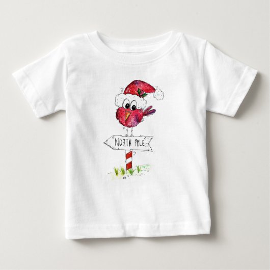 Whimsischer Weihnachtsbird Baby T-shirt (Vorderseite)