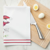 Whimsischer Weihnachtsbird Geschirrtuch (Viertel Falte)