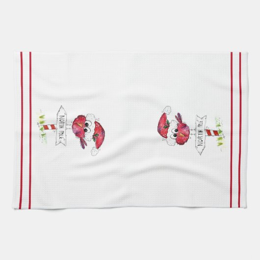 Whimsischer Weihnachtsbird Geschirrtuch (Horizontal)