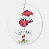 Whimsischer Weihnachtsbird Keramik Ornament (Links)