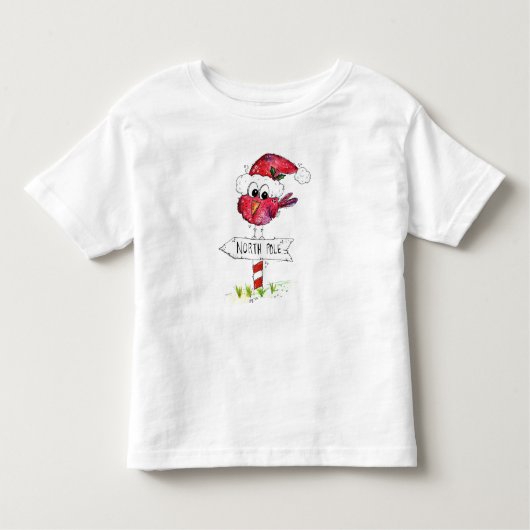 Whimsischer Weihnachtsbird Kleinkind T-shirt (Vorderseite)