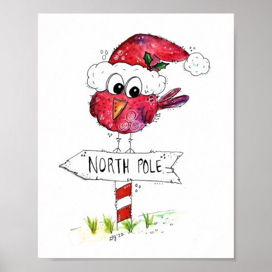 Whimsischer Weihnachtsbird Poster (Vorne)