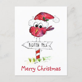 Whimsischer Weihnachtsbird Postkarte
