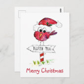 Whimsischer Weihnachtsbird Postkarte (Vorne/Hinten)