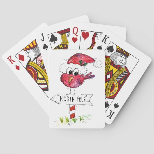 Whimsischer Weihnachtsbird Spielkarten (Rückseite)
