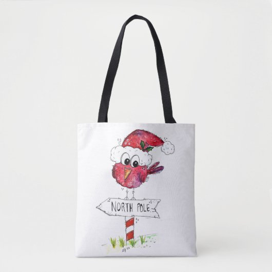 Whimsischer Weihnachtsbird Tasche (Vorderseite)