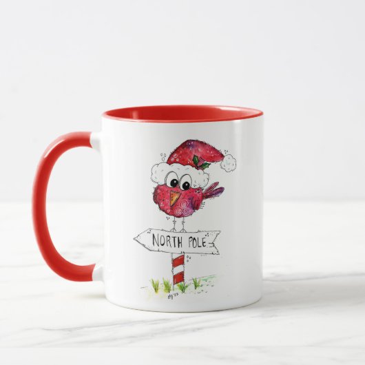 Whimsischer Weihnachtsbird Tasse (Links)