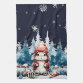 Whimsischer Weihnachtsbunny Geschirrtuch (Vertikal)