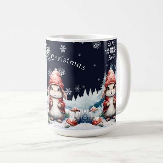 Whimsischer Weihnachtsbunny Kaffeetasse (VorderseiteRechts)