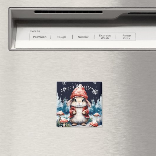 Whimsischer Weihnachtsbunny Magnet (In Situ (Geschirrspüler))