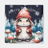 Whimsischer Weihnachtsbunny Magnet (Vorne)