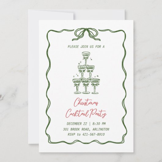 Whimsischer Weihnachtscocktail Party Einladungen (Vorderseite)
