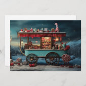Whimsischer Weihnachtscreme Cart 1 Feiertagskarte (Vorne/Hinten)