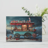Whimsischer Weihnachtscreme Cart 1 Feiertagskarte (Stehend Vorderseite)