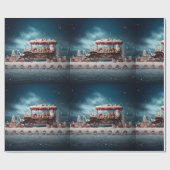 Whimsischer Weihnachtscreme Cart 3 Geschenkpapier (Flach)