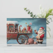 Whimsischer Weihnachtscreme Cart 4 Feiertagskarte (Stehend Vorderseite)