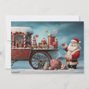 Whimsischer Weihnachtscreme Cart 4 Feiertagskarte