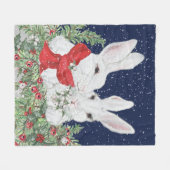Whimsischer Weihnachtsfest Bunny Rabbit Feiertag Fleecedecke (Vorderseite (Horizontal))